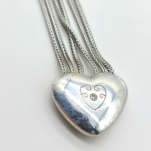 Brighton "Stellar Heart" Multi-Chain Heart Charm Necklace w Crystal Details! - Picture 6 of 10